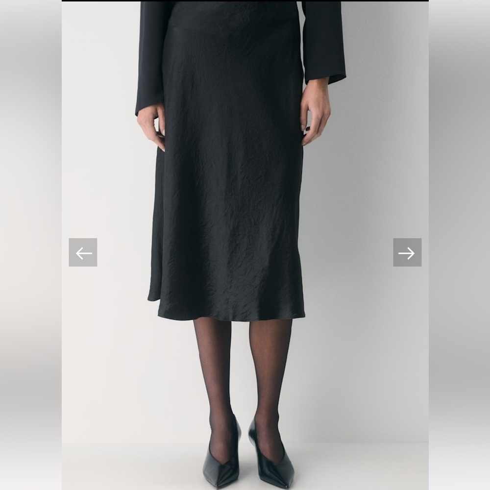 Aritzia Black Midi Slip Skirt